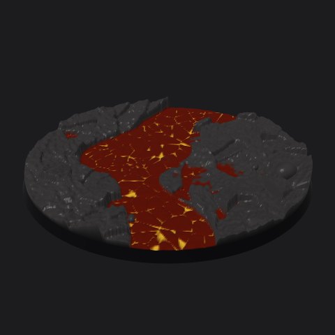 120 × 92 mm oval base, lava flow layout