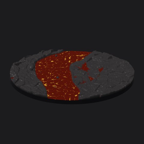 170 × 105 mm oval base, lava flow layout