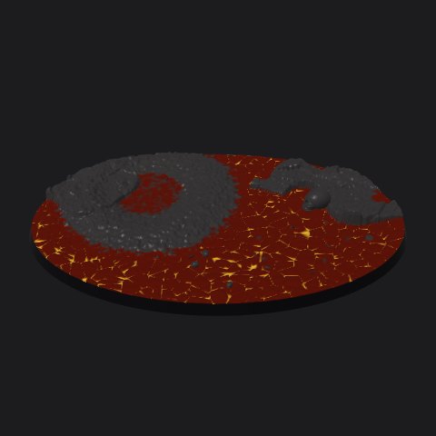 170 × 105 mm oval base, crater vent layout