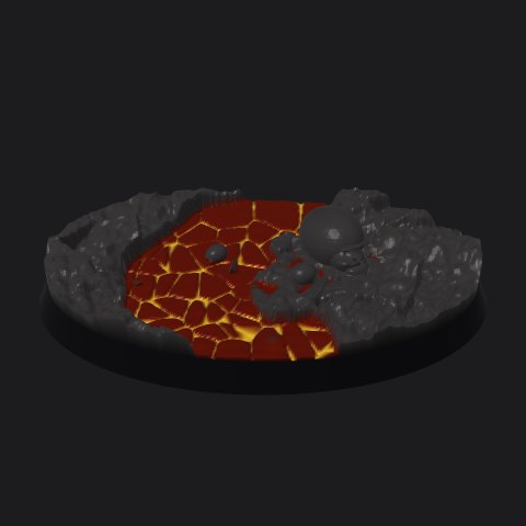 60 × 35 mm oval base, lava flow layout