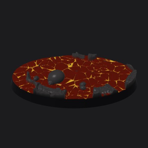 75 × 42 mm oval base, bubbling crust layout