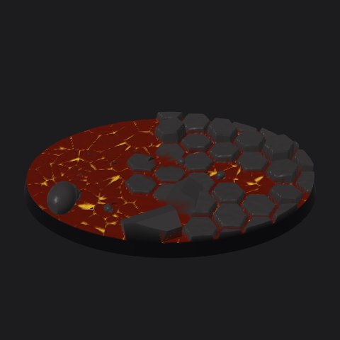 105 × 70 mm oval lava base, basalt outcrop layout