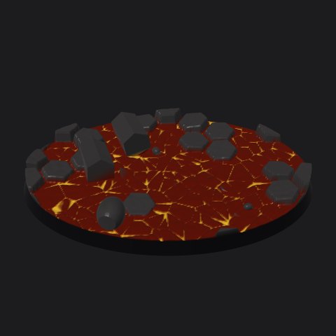 105 × 70 mm oval lava base, lava river layout