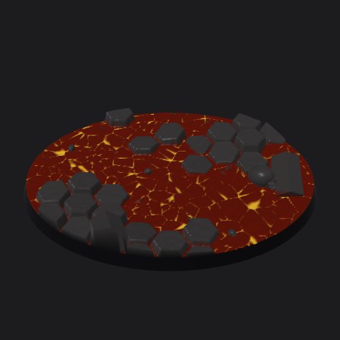 120 × 92 mm oval lava base, lava river layout