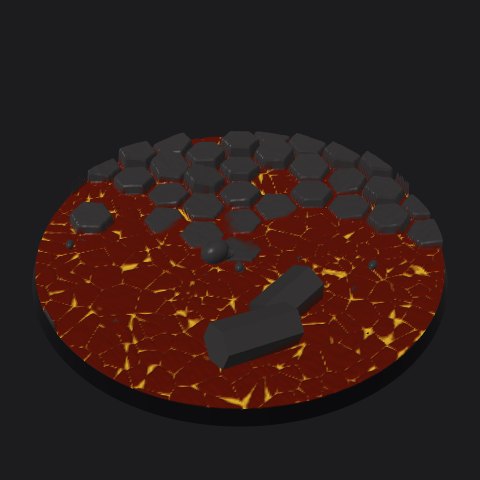 130 mm lava base, basalt outcrop layout