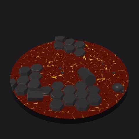 130 mm lava base, column islands layout