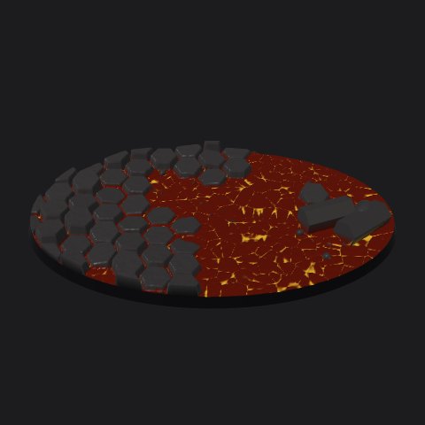 170 × 105 mm oval lava base, basalt outcrop layout