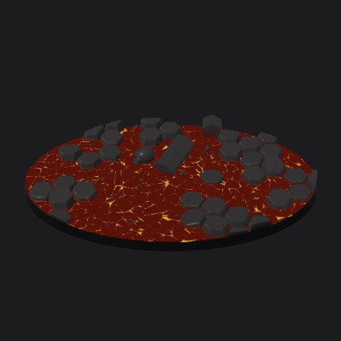 170 × 105 mm oval lava base, lava river layout