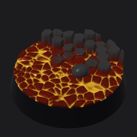 25 mm lava base, basalt outcrop layout