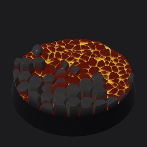 28.5 mm lava base, basalt outcrop layout