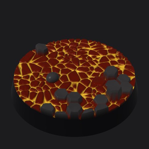 32 mm lava base, column islands layout
