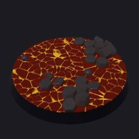 50 mm lava base, column islands layout