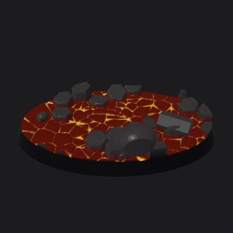 60 × 35 mm oval lava base, lava river layout