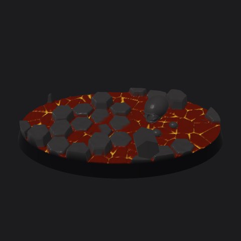 75 × 42 mm oval lava base, lava river layout