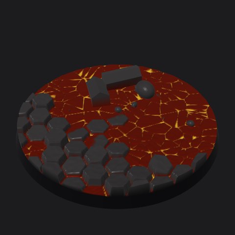 90 mm lava base, basalt outcrop layout