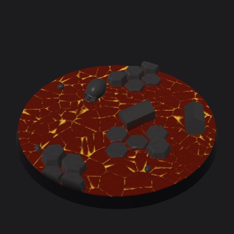 90 mm lava base, column islands layout
