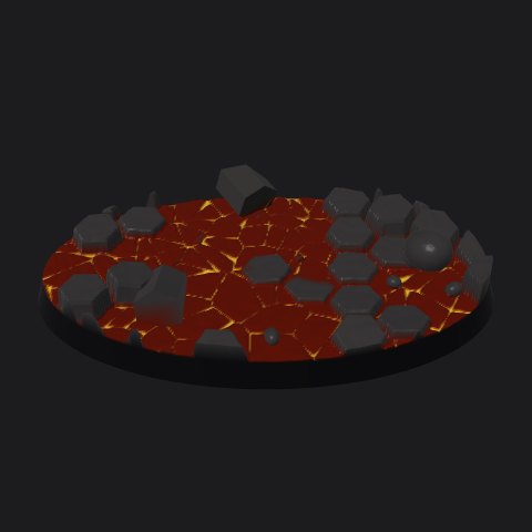 90 × 52 mm oval lava base, lava river layout